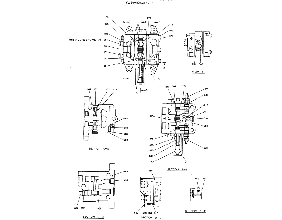 07-009(01) VALVE ASSY, CONTROL -Kobelco SK120LC-5 SK120-V SK120LC-3 Excavator Parts Number Electronic Catalog EPC Manuals