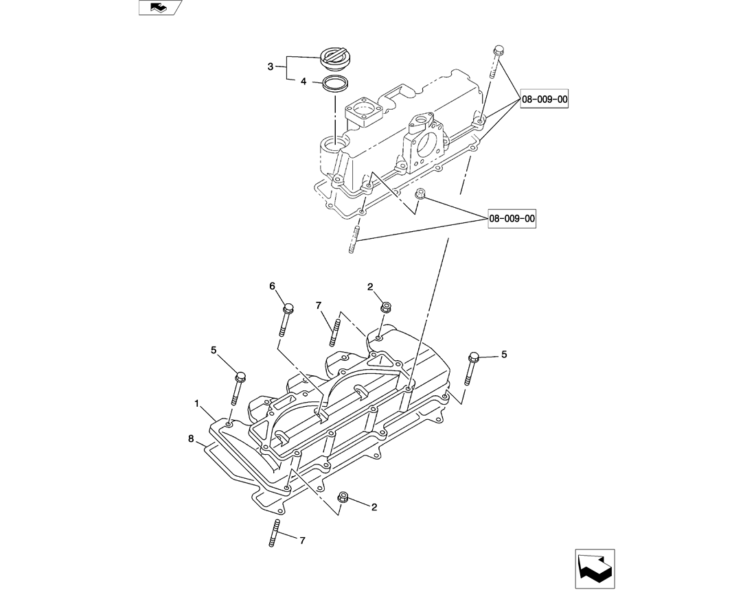 08-007(00) CYLINDER HEAD COVER ISUZU 4LE2 ENGINE -Kobelco SK80MSR SK80CS-2 SK80CS-1E SK80 Excavator Parts Number Electronic Catalog EPC Manuals