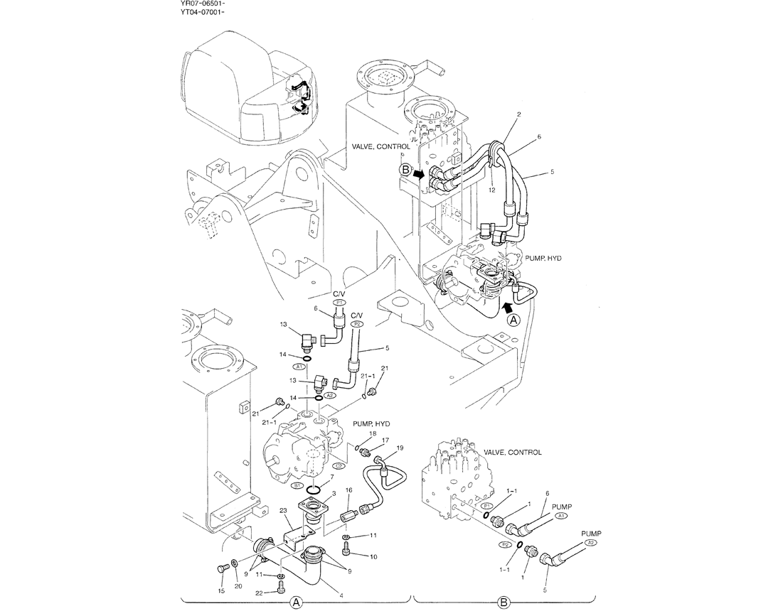 01-029 HYDRAULIC LINES, UPPER (SUCTION, DELIVERY)-Kobelco SK70SR-1E SK70SR-2 SK70 Excavator Parts Number Electronic Catalog EPC Manuals