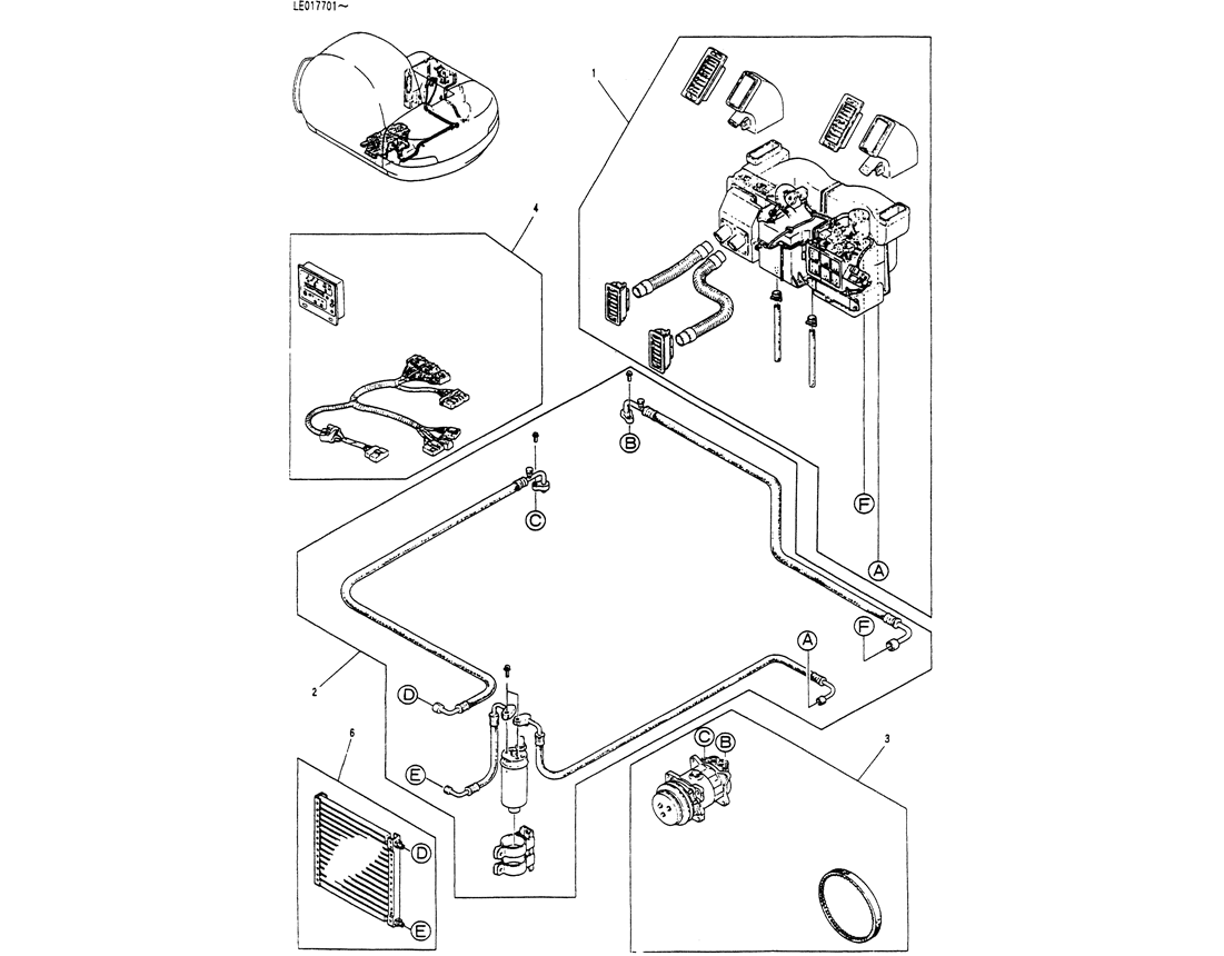 01-049 CONDITIONER ASSY, AIR (LE20M00006F1)-Kobelco SK60-3 SK60-5 SK60 Excavator Parts Number Electronic Catalog EPC Manuals