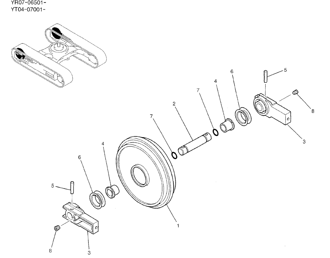 02-006 IDLER ASSY-Kobelco SK70SR-1E SK70SR-2 SK70 Excavator Parts Number Electronic Catalog EPC Manuals