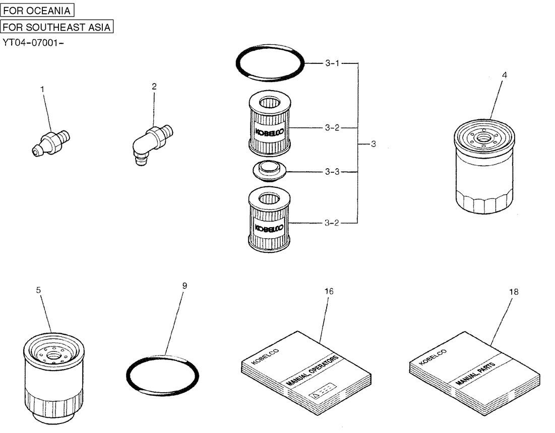 04-004 ELEMENT KIT  -Kobelco SK70SR-1E SK70SR-2 SK70 Excavator Parts Number Electronic Catalog EPC Manuals