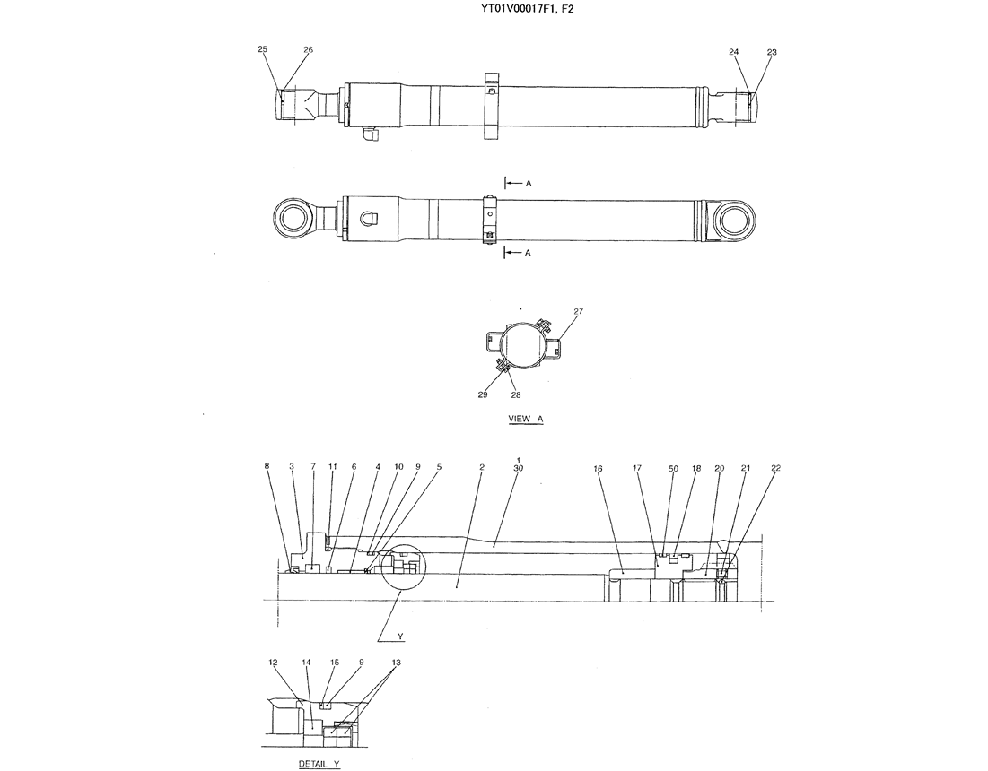 07-030 CYLINDER ASSY, BOOM-Kobelco SK70SR-1E SK70SR-2 SK70 Excavator Parts Number Electronic Catalog EPC Manuals