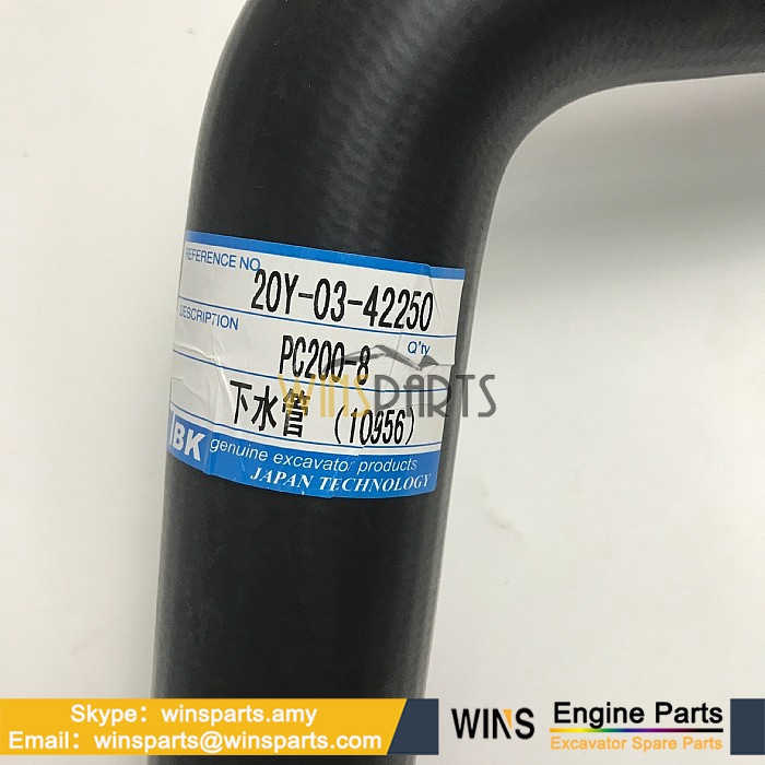 20Y-03-42250 20Y0342250 Radiator Water Hose COOLING PIPING TUBE KOMATSU PC200LC-8 PC220-8 PC200-8M0 PC210LC-8 PC240LC-8K Excavator Spare Parts