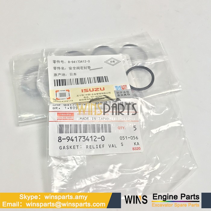 8-94173412-0 8941734120 8-94173-412-0 894173-4120 ISUZU 4HK1 6HK1 4BG1 6BG1 ENGINE NUT Gasket BOLT SEAL O RING Hitachi PARTS (4)