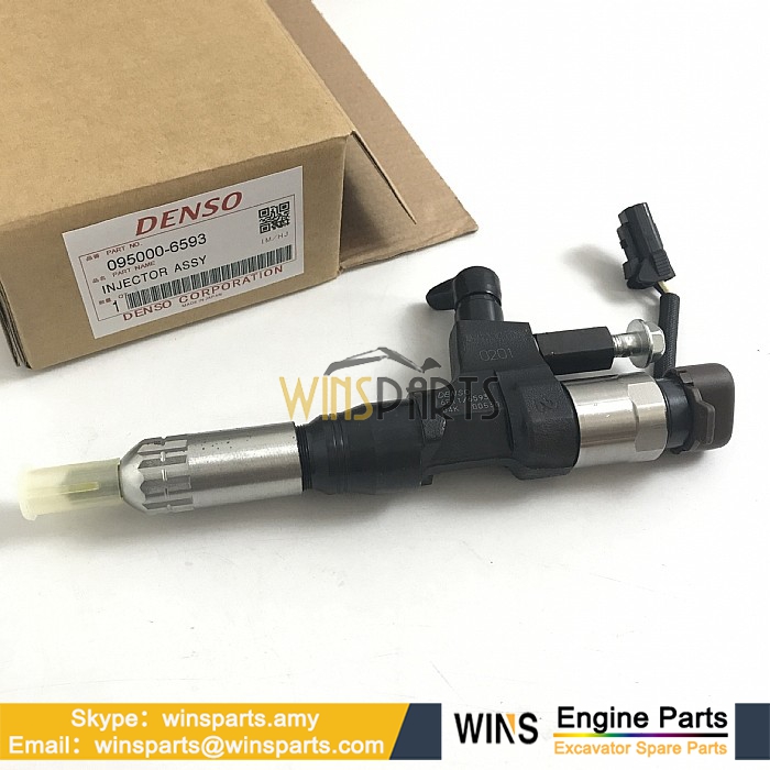 09500-6593 23670-E0010 239101430A VH23670E0010 VH23670E0400 DENSO HINO J08E J08C Diesel Common Rail Fuel Injector Kobelco SK350-8 Excavator Spare Parts 