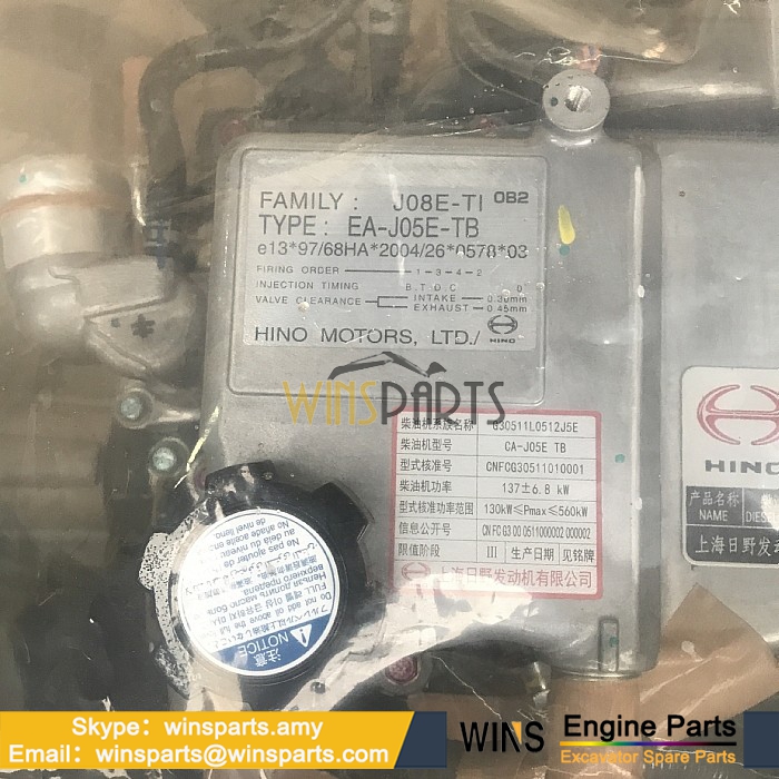 HINO J05E EA-J05E-TB J05ETA ENGINE Assy New Holland Kobelco Excavator Spare Parts