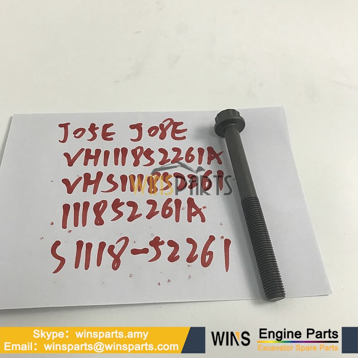 11852261A S1118-52261 11185-2261C HINO J08E CYLINDER HEAD BOLT Kobelco SK350-5 SK330LC-8 New Holland  E235B E385B Excavator Parts