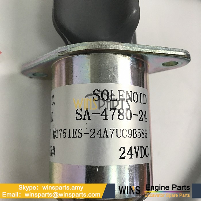 SA-4780-24 1751ES-24A7UC9B5S5 DC24V Engine Fuel Shutdown Solenoid STOP Solenoid Excavator Parts