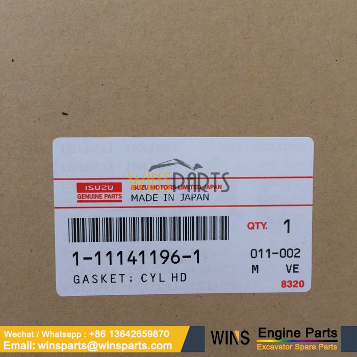 1-11141196-1 1111411961 1-11141-196-1 111141-1961 ISUZU 6BG1-TQA 6BG1 6BG1-TRA 6BG1 Gasket CYLINDER HEAD Hitachi